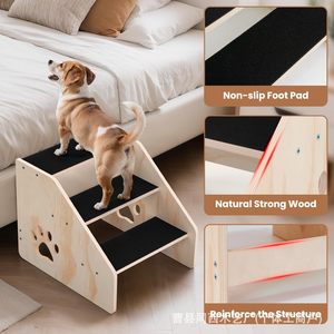 Escaleras de madera para perros de 3 peldaños con superficie antideslizante para uso en interiores - Product Image 2