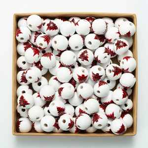 ลูกปัดไม้ลายกวางเอลก์พิมพ์ลายต้นคริสต์มาสขนาด16มม. ลูกปัดไม้ทรงกลมสำหรับทำเครื่องประดับ - Product Image 6