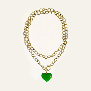 Nuova <span class=keywords><strong>Collana</strong></span> con Pendente a Cuore Smaltato Colorato Placcato Oro a Catena <span class=keywords><strong>Lunga</strong></span> per Donne - Product Image 3