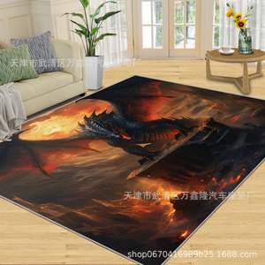 พรมปูพื้นกำมะหยี่ลายเรขาคณิต Wan Xinlong รูปทรงสี่เหลี่ยมผืนผ้า ทันสมัย ป้องกันคราบสกปรก เหมาะสำหรับห้องนั่งเล่น ห้องนอน ห้องทำงาน ห้องรับประทานอาหาร - Product Image 3