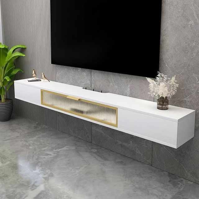 Nordic Modern Wall-Mounted Media Cabinet Floating TV Console with Open & Closed Storage for Home Furniture Living Room Made Wood