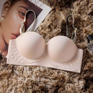 Soutien-gorge une pièce tricoté de haute qualité, push-up, sans couture, avec lettres, bretelles amovibles, sans armatures, fermeture dorsale, pour petites poitrines, design sexy - Product Image 4