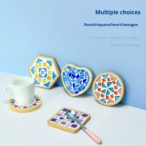 Kit <span class=keywords><strong>de</strong></span> bricolage créatif pour enfants : sous-verres <span class=keywords><strong>en</strong></span> mosaïque faits main à partir <span class=keywords><strong>de</strong></span> bambou, rotin et tiges végétales – Pack Festival - Product Image 4