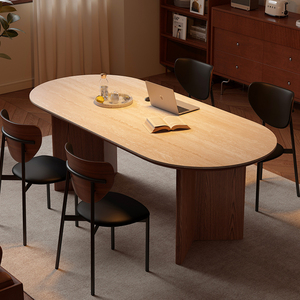 Bravo 2025 Mô Hình Mới Cổ Điển Hang Đá Tấm Bàn Ăn Rắn Gỗ Hình Bầu Dục Pháp Phong Cách Retro Cho Phòng Ăn Hoặc Nhà Hàng - Product Image 1