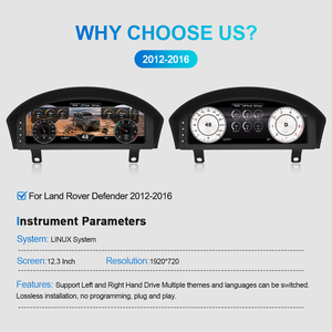 Per Land <span class=keywords><strong>Rover</strong></span> <span class=keywords><strong>Defender</strong></span> 2012-2016 Aggiornamento Auto Navihua Cruscotto LCD da 12,3 Pollici Tachimetro Automatico Cluster Digitale per Auto Sistema Linux - Product Image 2