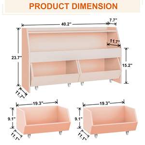 Étagère à jouets pour garçons et filles avec roulettes, armoires de rangement en bois bon marché, organisateur de casiers, bibliothèque pour enfants, armoire de rangement - Product Image 6