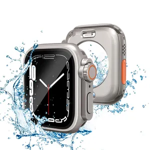 Kit de modificação 2 em 1 capa protetora de tela de relógio de titânio, capa com aparência de ultra relógio para apple watch 9 45mm