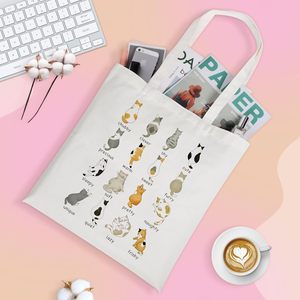 Sac fourre-tout en toile <span class=keywords><strong>Louise</strong></span> Maelys pour femmes, motif chat mignon, en coton, pour l'école, le shopping, la plage, les courses, réutilisable, sac à bandoulière - Product Image 3