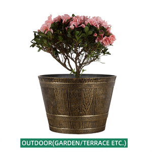 <span class=keywords><strong>Vasi</strong></span> a Forma di Botte di Vino in Resina con Finitura Ottone Anticato, Vaso Vintage per Fiori, Decorazione per Interni ed Esterni, Giardino e Casa - Product Image 3