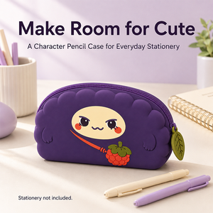 Silicone Pencil Case Cute Purple Berry Zipper Pouch with Custom Logo and Packaging Options for Small Brands Sample Inquiry - Product Image 4