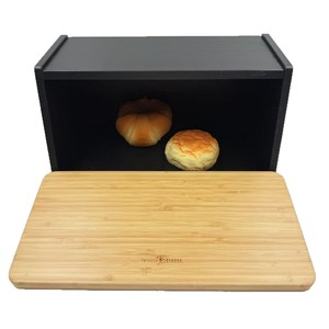 Bamboo Bread Box Single Layer Storage Rack With Lid For <b>Kitchen</b> Tabletop Use - Product Image 2