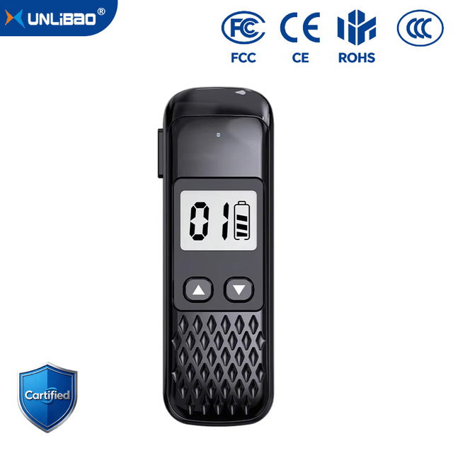 XUNLIBAO Mini Lavalier Earhook Walkie-Talkie Clip-on Restaurant Headset with LCD Display Type-C Charging Range Wireless Intercom
