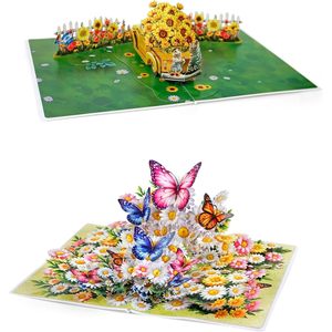 Carte de vœux pop-up 3D Fête des Mères, Motif Camion de fleurs, Tournesol et Jardin, Impression numérique 4 couleurs, Papier finition mate, Forme rectangulaire - Product Image 1