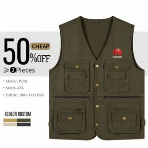 Chaleco Grueso de Terciopelo Elástico de Algodón Puro para Hombre, con Múltiples Bolsillos y Logotipo Personalizado, para Pesca y Trabajo al Aire Libre - Product Image 2