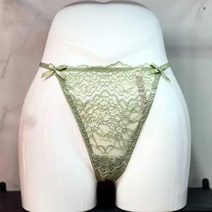 Bikini pour femme transfrontalier, couleur unie, broderie en dentelle, string ajouré, sexy et érotique, avec nœud, culotte triangle - Product Image 4