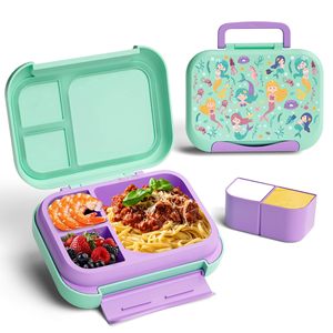 Boîte à lunch Bento pour enfants, boîte à lunch Bento étanche pour garçons et filles avec 3 compartiments, boîte à goûter sans BPA avec compartiment amovible - Product Image 1