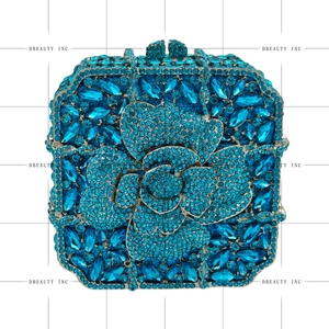 Women Glittering Floral Rhinestone Clutch Purse Opulent Square Box Crystal Evening Bag <b>for</b> Engagement Anniversary - Product Image 6