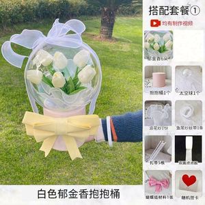 ดอกไม้ทรงกลมอะคริลิคใสทันสมัย ช่อดอกไม้ DIY สีและโลโก้ปรับแต่งได้ บรรจุภัณฑ์รักษ์โลก สำหรับตกแต่ง - Product Image 4