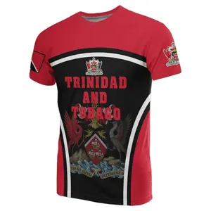 Sublimation Men's Color Block Trinidad and Tobago Letter Print Short Sleeve T Shirt Casual Summer Tee Tops Cheap Price Low MOQ