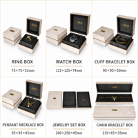 Boîte de rangement pour bijoux en faux travertin avec logo personnalisé, doublure en velours, pour bague, montre, pendentif, bracelet, boîte à deux pièces