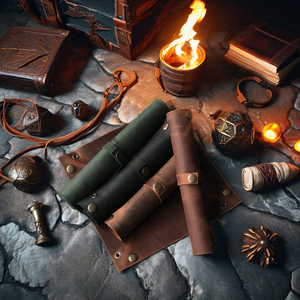 Plateau à dés DND en cuir véritable avec sangle Plateau en cuir RPG Plateau de valet <span class=keywords><strong>Crazy</strong></span> Horse Plateau à dés roulant en cuir - Product Image 2