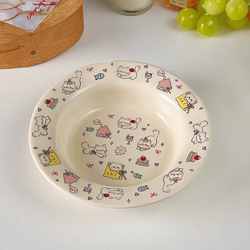 cream cat plate