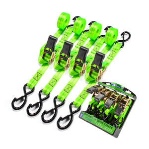 Lot de 4 sangles d'arrimage <span class=keywords><strong>à</strong></span> <span class=keywords><strong>cliquet</strong></span> de 1 pouce, 800 kg, pour motos, avec crochets - Product Image 2