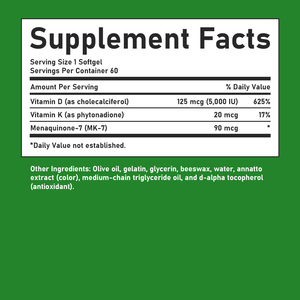 Factory Direct Vitamin D3 K Softgels with Vitamin D Bone and Teeth Health High Potency Formula For Energy levels Improve Mental - Product Image 2