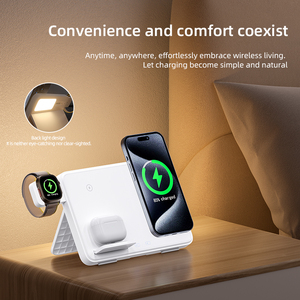 ที่วาง<span class=keywords><strong>โทรศัพท์</strong></span>มีไฟอบอุ่นระบบชาร์จไวไร้สาย2025แบบไร้สายสำหรับ Samsung ที่ชาร์จ iPhone ของขวัญที่ชาร์จไร้สาย4 In1 - Product Image 3
