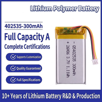 Batterie polymère au lithium QS402535-300mAh 3.7V, pack de batteries rechargeables Li-Ion 3.7V 300mAh pour produits électroniques grand public