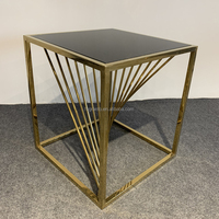 Table d'appoint carrée à plateau en marbre et base en acier inoxydable doré, idéale pour salon, chambre et coin canapé - Meilleure vente