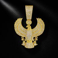 Collier chaîne cubaine entièrement orné de strass avec pendentif aigle doré, bijoux hip-hop pour hommes, accessoire de mode tendance, design personnalisé