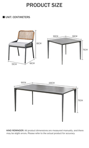 Conjunto de Comedor Moderno de Aluminio para Exteriores con Sillas de Mimbre y Mesa de Piedra/Madera Plástica, Capacidad para 6 Personas, Duradero e Impermeable - Product Image 6
