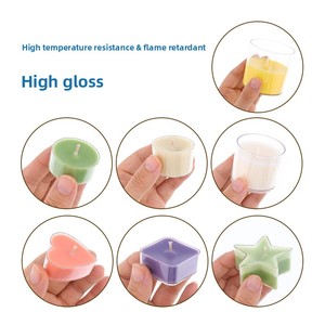 Grosir plastik persegi Jar Tealight tempat lilin hati bintang bulat Votive wadah lampu teh kosong untuk membuat lilin alat - Product Image 3
