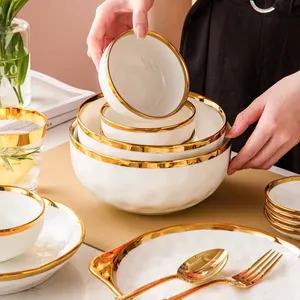 Juego de platos de cerámica para servir, vajilla de porcelana para fiesta, decoraciones para restaurante, cartón, estilo nórdico clásico