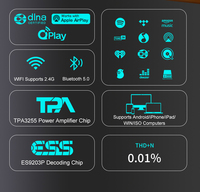 S Ev Amplifikatörü 2.0 Kanal Dijital Arayüz USB Akışlı Medya Oynatıcı Wiim Akışlı Ses 300W Alüminyum Alaşımlı