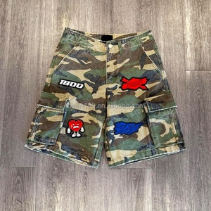 Customized Wholesale Men Distressed Utility Pocket Camo <b>Shorts</b> for Men Vintage Camouflage Camo Cargo Pants Denim <b>Shorts</b> - Product Image 1