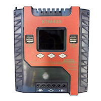 Controlador de Carga Solar PWM 60A 12V/24V Automático con Pantalla LCD, Doble USB 5V, Temporizador, Regulador de Batería para Panel Solar Fuera de la Red IP32