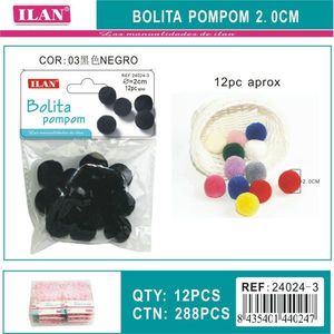 ILAN Bolita Pompom 2.0 Cm Nero Lana per Artigianato - Product Image 1