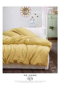 Parure de lit sur mesure en coton ciré teint en fil, style américain, 7 pièces, comprenant housse de couette, draps et linge de lit - Product Image 4
