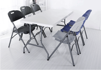 Ensemble de tables et chaises pliantes en plastique blanc pour l'extérieur, idéal pour le jardin, l'hôtel et la cuisine