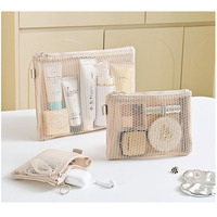 Organisateur de voyage léger et transparent avec fermeture éclair, conforme aux normes des aéroports, sac cosmétique en maille réutilisable, trousse de maquillage pour femmes