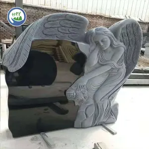 Global Sales High Quality Headston Carve Tombston Black Granite Heart Angel Headstones And Monuments