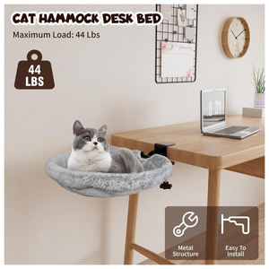 Perrera de escritorio para gatos pequeños, hamaca moderna y cómoda, marco de escalada, mesa plegable, cama cálida, nido de felpa para mascotas - Product Image 5