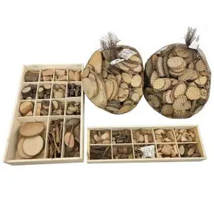 Holzkiste mit rundem Stück Holz handgemachte DIY Bausteine Kinder malen Dekorationen Weihnachts ringe Anhänger Holz spielzeug