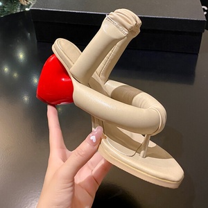 Trendy Women Unique Heart Shape Heels Clip Toe Dress <b>Shoes</b> Office Lady Sexy <b>Soft</b> Puffy Straps Sandals Custom Logo - Product Image 6