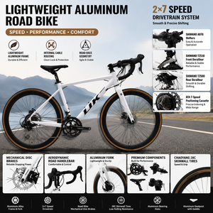 Vélo de route en aluminium léger avec système Shi | <span class=keywords><strong>Manette</strong></span> de <span class=keywords><strong>vitesses</strong></span> mano A070 2*7 <span class=keywords><strong>vitesses</strong></span>, transmission mécanique, frein à disque pour les trajets en ville - Product Image 2
