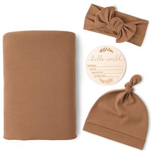 100% coton 4 pièces ensemble imprimé fleuri bébé literie couverture bandeau bonnet Swaddle Wrap nouveau-né douche <span class=keywords><strong>cadeau</strong></span> ensemble pour pépinière - Product Image 5