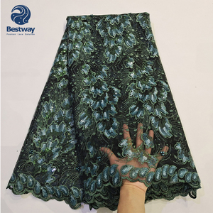 Última tela de encaje francés africano de Color Lila 2020 encaje de tul de secuencia francesa al por mayor - Product Image 6