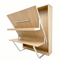 Lit Murphy pliant en acier pleine taille GD avec bureau intégré, gain de place, design moderne, idéal pour petit appartement, chambre d'amis, bureau à domicile